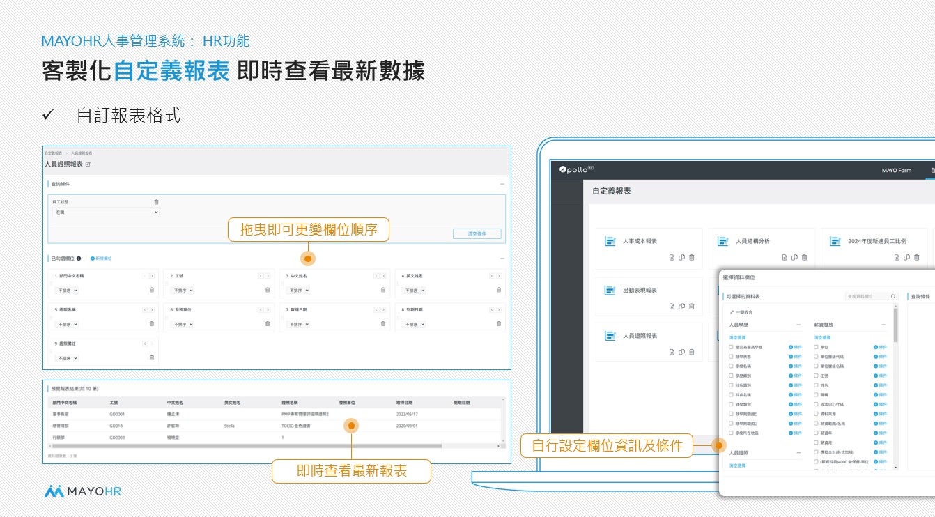 Apollo人資系統自定義報表